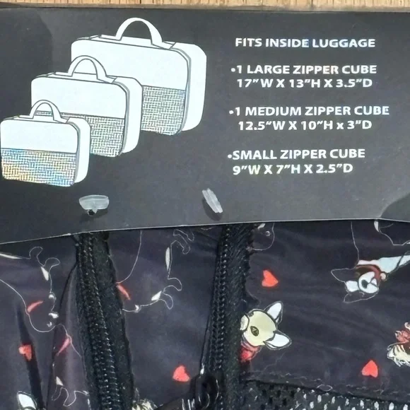NWT Marc Tetro 3 pc dog favorites Black Packing Cube Set - Picture 3 of 8